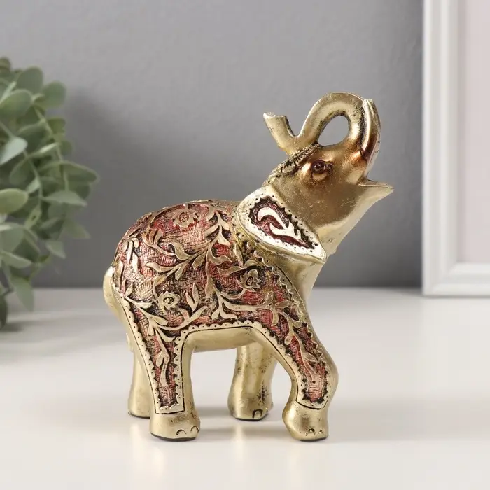 Набор фигурок полистоун &laquo;Слоны, попона в листьях&raquo;, 7 шт.