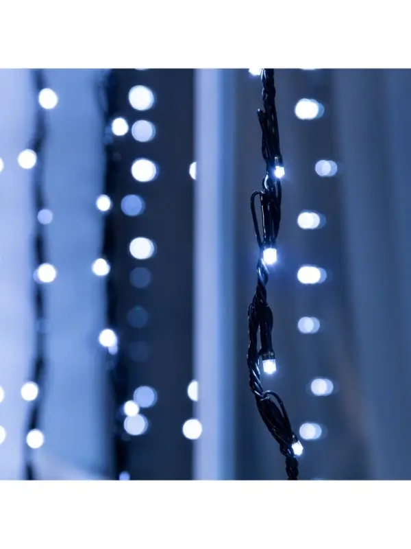 Гирлянда &laquo;Водопад&raquo; 2&times;1.5 м, IP44, тёмная нить, 400 LED, свечение белое, 8 режимов, 220 В