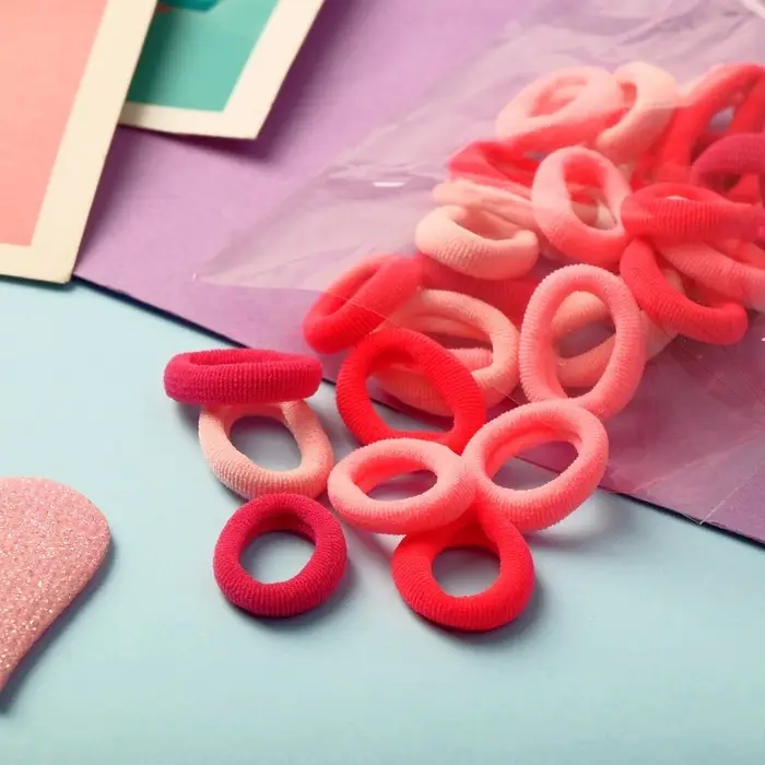Резинки для волос &laquo;Выбражулька&raquo;, набор 30+-1 шт., ассорти, d=1.4 см, розовые