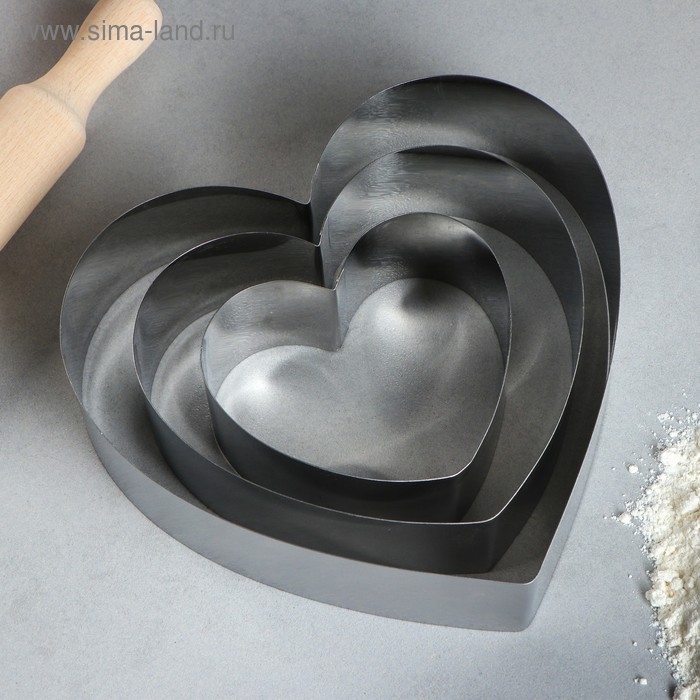 Набор форм для выпечки и выкладки «Сердце», 20х20х5 см, 3 шт Набор форм для выпечки и выкладки «Сердце», 20х20х5 см, 3 шт