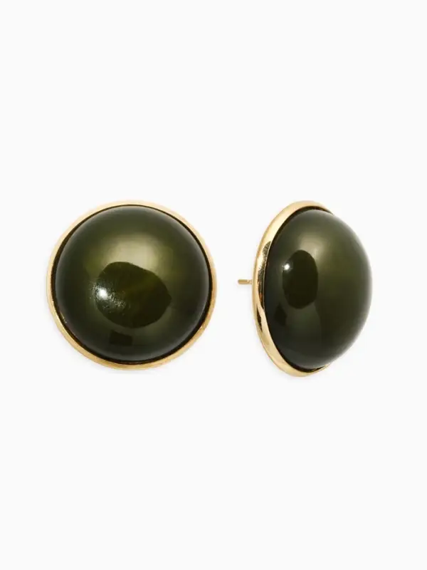 Серьги акрил &laquo;Стиль&raquo;, круг, зелёные в золоте