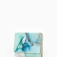 Кошелёк женский на кнопке, 10&times;1.5&times;8 см, с принтом, зелёный/бирюзовый