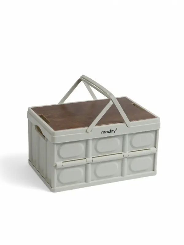 Стол - корзина maclay 2 в 1, складная, 15 л, 33&times;22&times;17/4.5 см, светло-серая