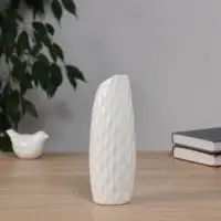 Ваза для цветов &laquo;Теган&raquo;, бочка скос, 20.5&times;6.5 см, керамика, белая