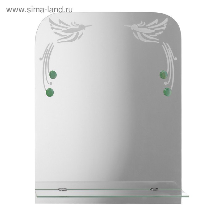 Зеркало «Райские птицы», с пескоструйной графикой и фьюзингом, настенное, с полочкой, 35×45 Зеркало «Райские птицы», с пескоструйной графикой и фьюзингом, настенное, с полочкой, 35×45