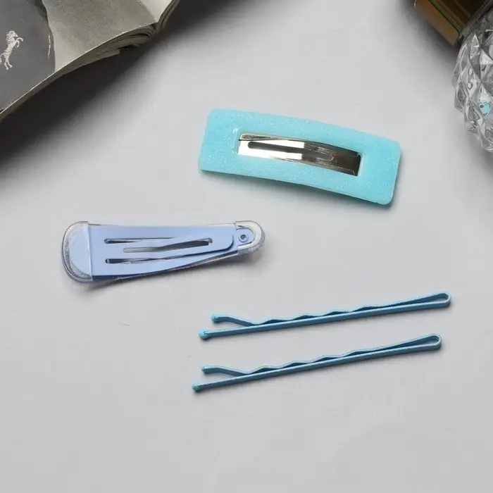 Невидимки для волос «Флоренс краски», набор 4 шт., 5.5 см, голубые Невидимки для волос «Флоренс краски», набор 4 шт., 5.5 см, голубые