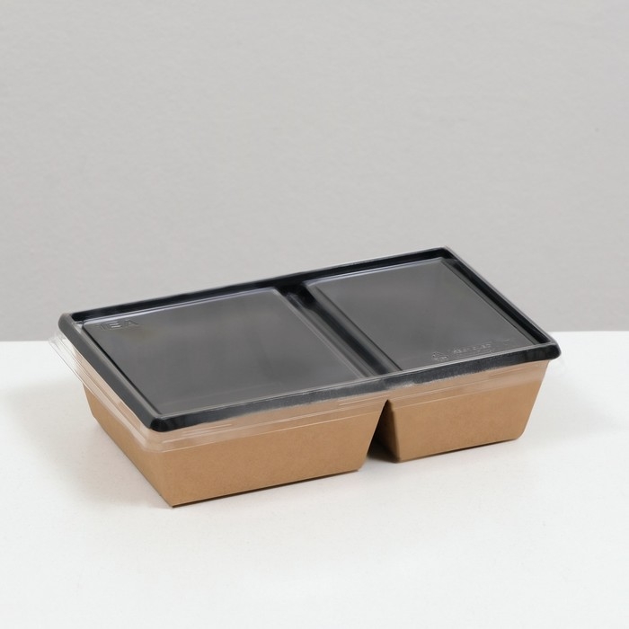 Салатник двухсекционный, черный, 20 х 12 х 5,5 см, 0,8 л Салатник двухсекционный, черный, 20 х 12 х 5,5 см, 0,8 л