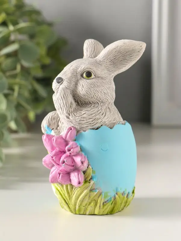 Статуэтка "Заяц пасхальный с букетом" 11х6 см, цветной