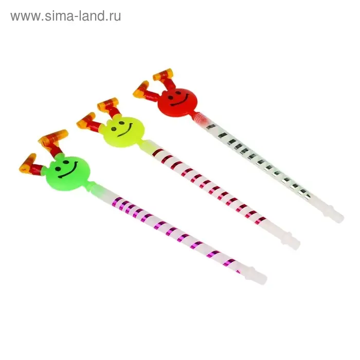 Дудка язычок «Смайл», на палке, МИКС