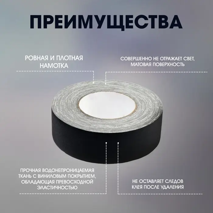 Лента клейкая &laquo;Про-Гафф&raquo; ТУНДРА, черная, 350 мкм, 48 мм &times; 50 м