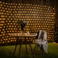 Гирлянда &laquo;Сеть&raquo; 2&times;3 м, IP44, УМС, тёмная нить, 384 LED, свечение тёплое белое, 220 В