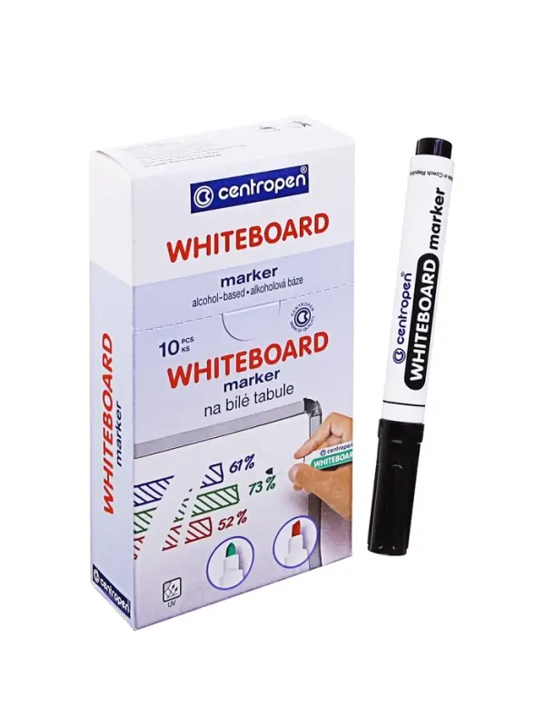 Маркер для доски Centropen 8559, узел 5.0 мм, ширина линии 2.5 мм/1-4.6 мм, спиртовой, чёрный