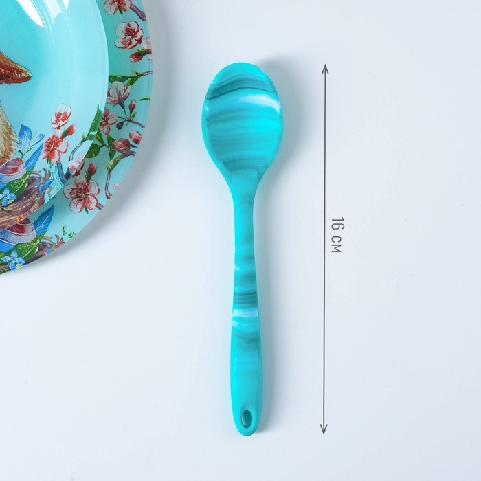 Ложка гарнирная Доляна «Парус», силикон, 20 см, цвет голубой Ложка гарнирная Доляна «Парус», силикон, 20 см, цвет голубой