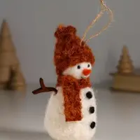 Сувенир "Снеговичок в рыжей шапке и шарфе" 5,5х5,5х12 см Сувенир "Снеговичок в рыжей шапке и шарфе" 5,5х5,5х12 см