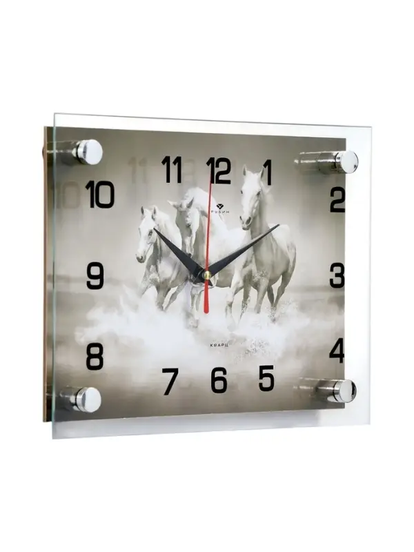 Часы настенные, интерьерные &laquo;Тройка лошадей&raquo;, бесшумные, 20&times;26 см