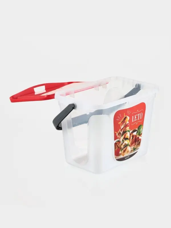 Контейнер для шашлыка c ручкой BEROSSI Leto, 6 л, пластик, прозрачный, крышка красная