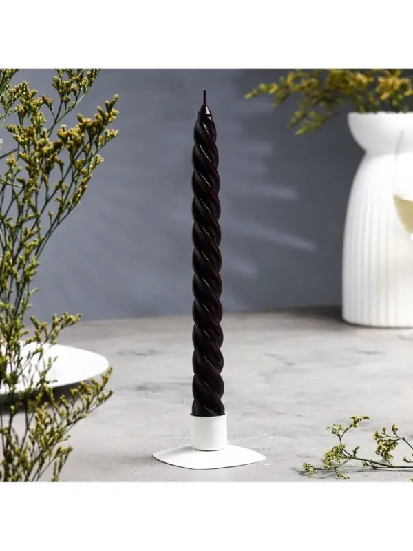 Свеча витая, 2.3&times;24.5 см, 5 ч, 50 г, чёрная