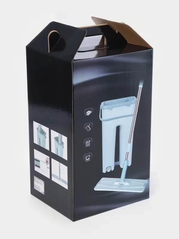 Швабра с отжимом и ведро Доляна, швабра плоская, ведро с двумя отсеками, 8 л, дополнительная насадка