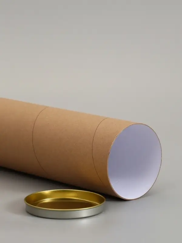 Тубус 92&times;340 мм (320 мм внутр. высота), под бутылку/футболку, картон, металлическая крышка