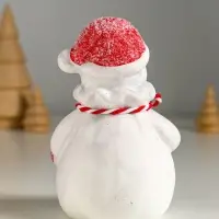 Сувенир керамика свет "Снеговик в шубке с помпонами" 7,5х6,5х12,5 см