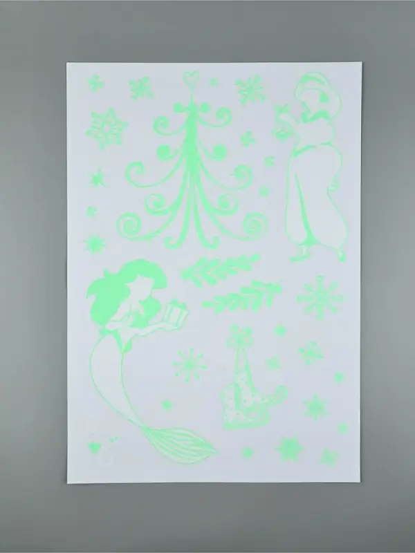 Виниловые наклейки «Новогодние», со светящимся слоем, 35 × 50 см, 2 листа Виниловые наклейки «Новогодние», со светящимся слоем, 35 × 50 см, 2 листа