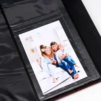 Фотоальбом на 600 фото 10х15 "Кожа питона" кожзам, пыльно-красный