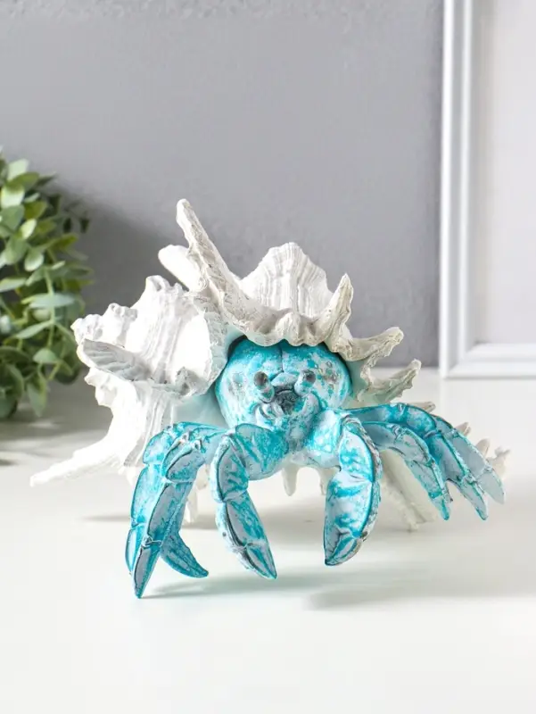 Фигура полистоун &laquo;Коралловый риф. Краб в ракушке&raquo;, 23.5&times;23.5&times;17.8 см