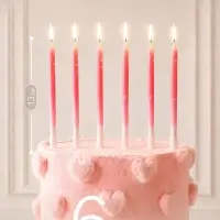 Свечи для торта с блестками, розовый, 6 шт., 13&times;0.4 см