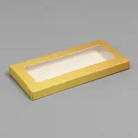 Подарочная коробка под плитку шоколада, с окном, золотая, 17×8×1.4 см