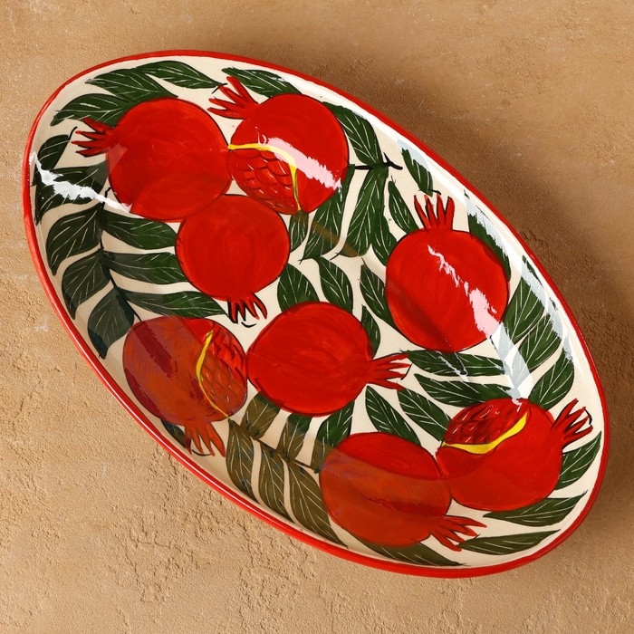 Селедочница Риштанская Керамика  Селедочница Риштанская Керамика "Гранаты", 34 см