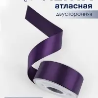 Лента атласная TEIRA, двухсторонняя, 38 мм, 25&plusmn;1 м, фиолетовая №476
