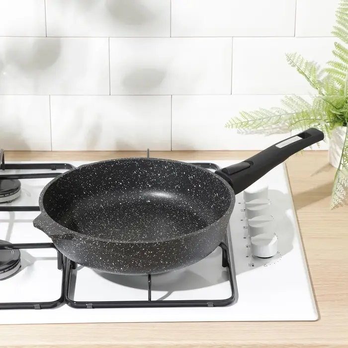 Сковорода Мечта &laquo;Гранит Black&raquo; Induction Pro, d=26 см, h=6 см, съёмная ручка, антипригарное покрытие, индукция, литой алюминий, чёрный