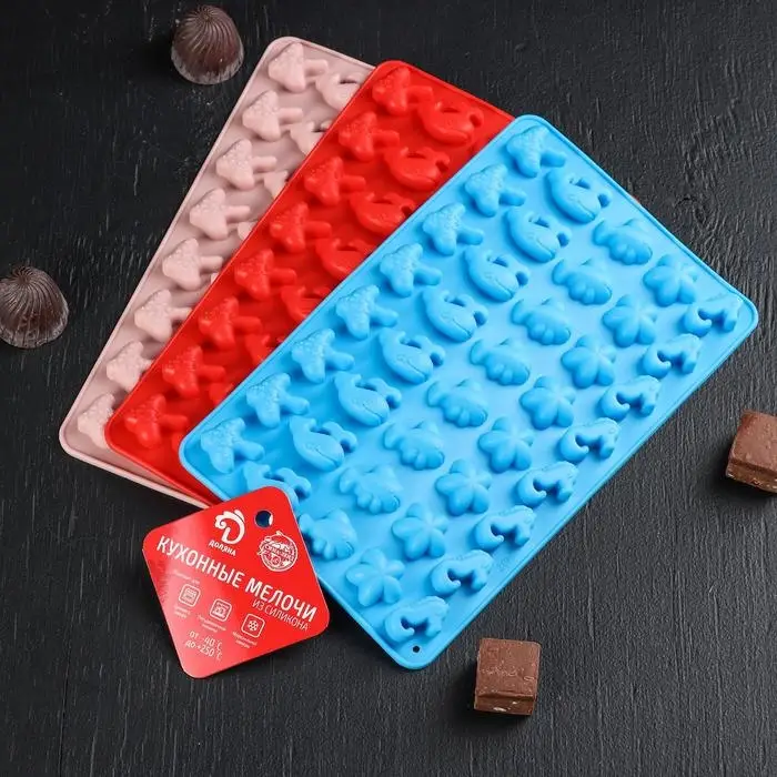 Форма для мармелада Доляна «Морские секреты», силикон, 21,5×13×1 см, 40 ячеек, цвет МИКС Форма для мармелада Доляна «Морские секреты», силикон, 21,5×13×1 см, 40 ячеек, цвет МИКС