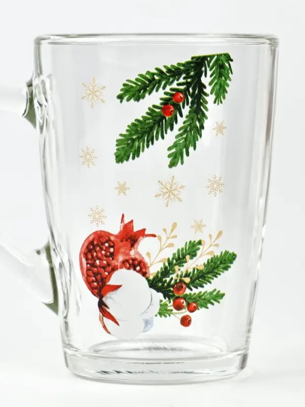 Кружка новогодняя стеклянная &laquo;Новогодний гранат&raquo;, 300 мл