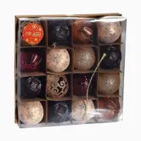 Ёлочные игрушки &laquo;Винтажный узор&raquo;, шары новогодние, d=6 см, набор 16 шт., кофейный МИКС