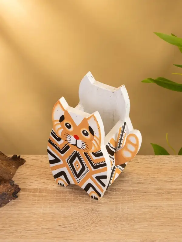 Подставка под ручки "Котик" албезия 12х8х15 см