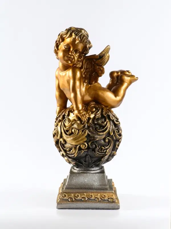 Фигура гипс &laquo;Ангел на шаре&raquo;, 20&times;25&times;50 см, под золото