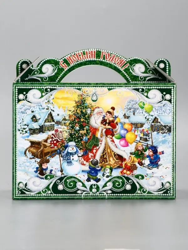 Подарочная новогодняя коробка Подарочная новогодняя коробка "Чудо-тройка", для сладких подарков, 25×12×24 см