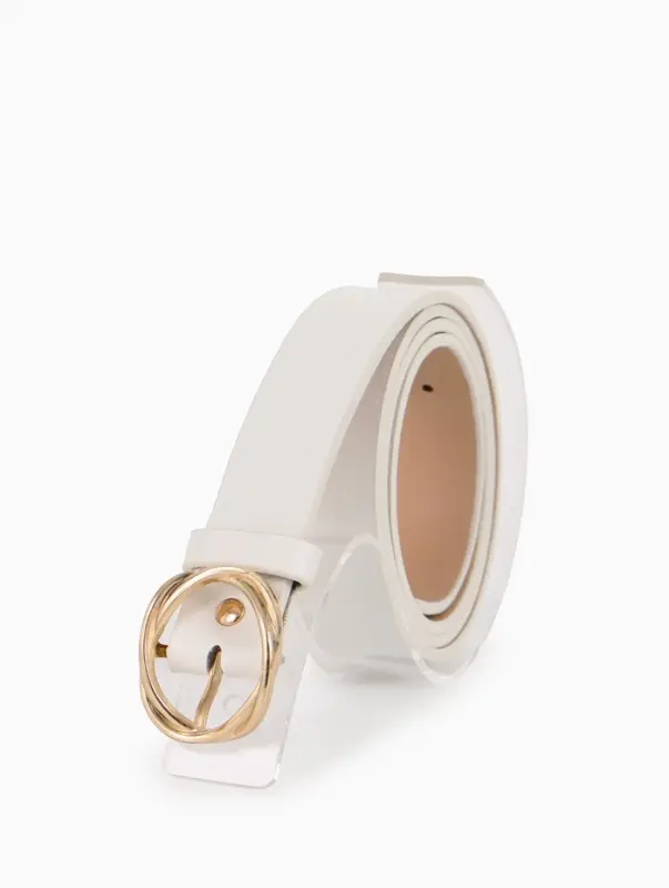 Ремень женский, 110&times;2.9 см, классическая пряжка металл, белый