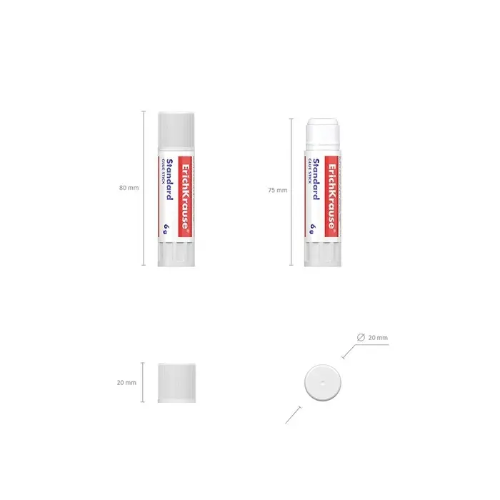 Клей-карандаш ErichKrause Standard, 6 г, быстрое склеивание Клей-карандаш ErichKrause Standard, 6 г, быстрое склеивание