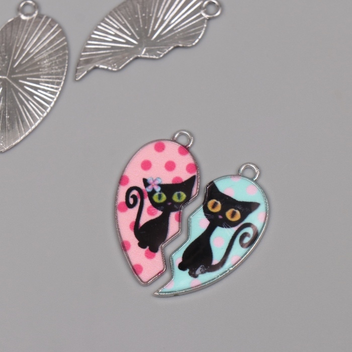 Декор для творчества металл, эмаль Декор для творчества металл, эмаль "Два котика" набор 2 шт 3х2,8 см