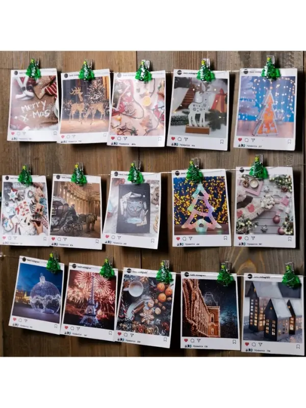 Гирлянда &laquo;Нить&raquo; 2 м роса с насадками &laquo;Прищепки-ёлки&raquo;, IP20, серебристая нить, 20 LED, батарейки ААх2 (нет в комплекте), свечение тёплое белое