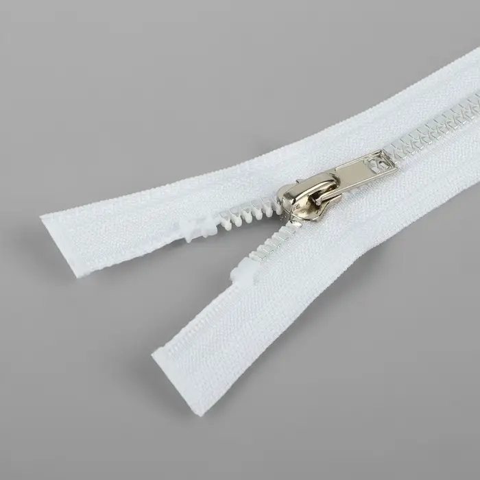 Молния &laquo;Трактор&raquo;, №5, разъёмная, декоративное звено &laquo;Акулий зуб&raquo;, замок автомат, 50 см, белая