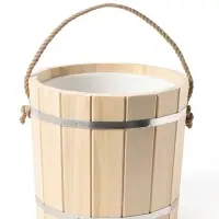 Ведро из липы, 15л,  пластиковая вставка, ручка-веревка