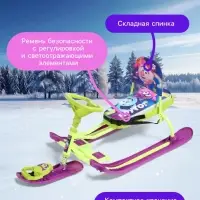 Снегокат &laquo;Тимка спорт 4-1&raquo; Смешарики, со спинкой, зелёный, фиолетовый, ТС4-1/СШ1 Nika