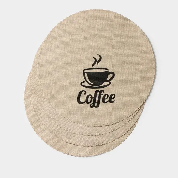 Салфетки сервировочные на стол Доляна Coffee, 4 шт., d=37 см, бежевые