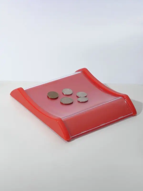 Монетница двухкомпонентная, с местом для рекламной вставки, 19.3&times;16.3&times;2.5 см, красная