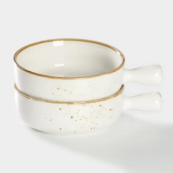 Кокотницы «Церера», набор 2 шт., d=15 см, 500 мл, фарфор, белые Кокотницы «Церера», набор 2 шт., d=15 см, 500 мл, фарфор, белые