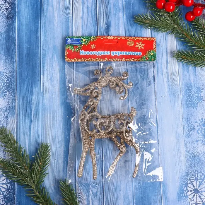 Ёлочная игрушка &laquo;Зимнее волшебство. Олень узорный блеск&raquo; пластик, 7&times;15 см, МИКС