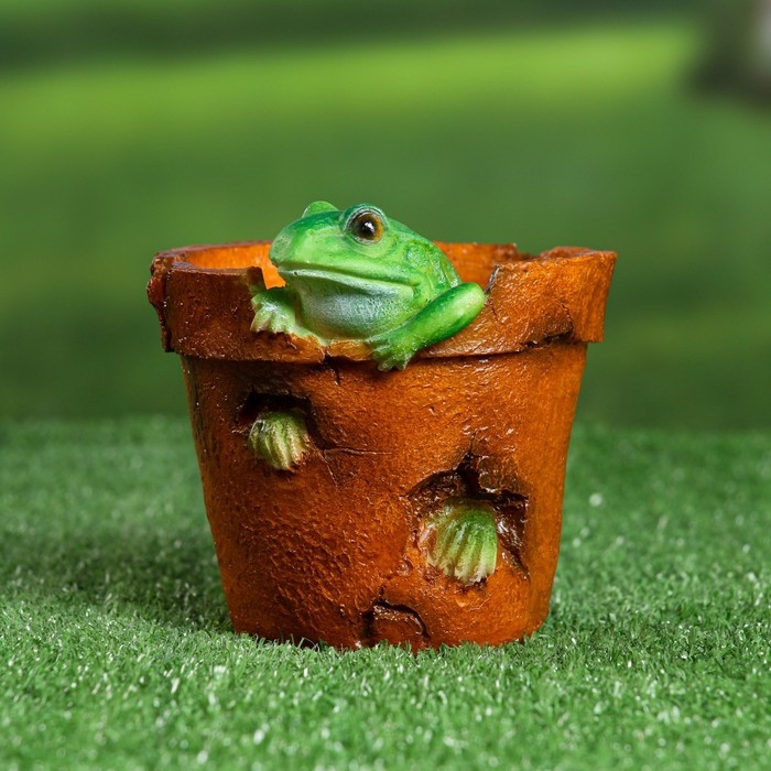 Фигурное кашпо  Фигурное кашпо "Горшок с лягушкой" 14х13х13см
